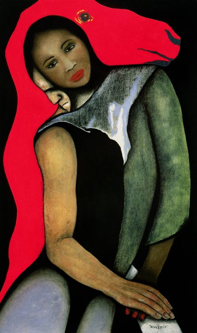 Man, Woman and a Red Horse, 1999 by Stevie Taylor